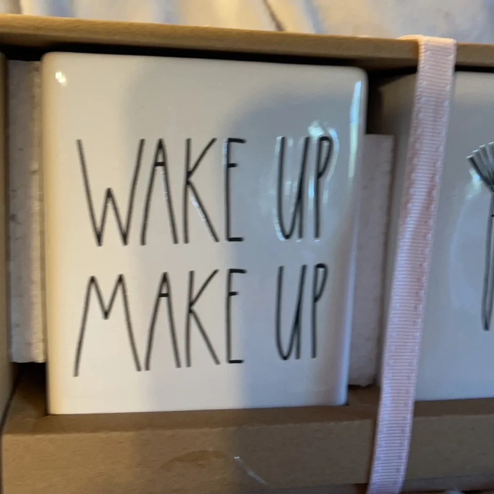 Rae Dunn “Wake Up/Make Up” Ceramic Holders